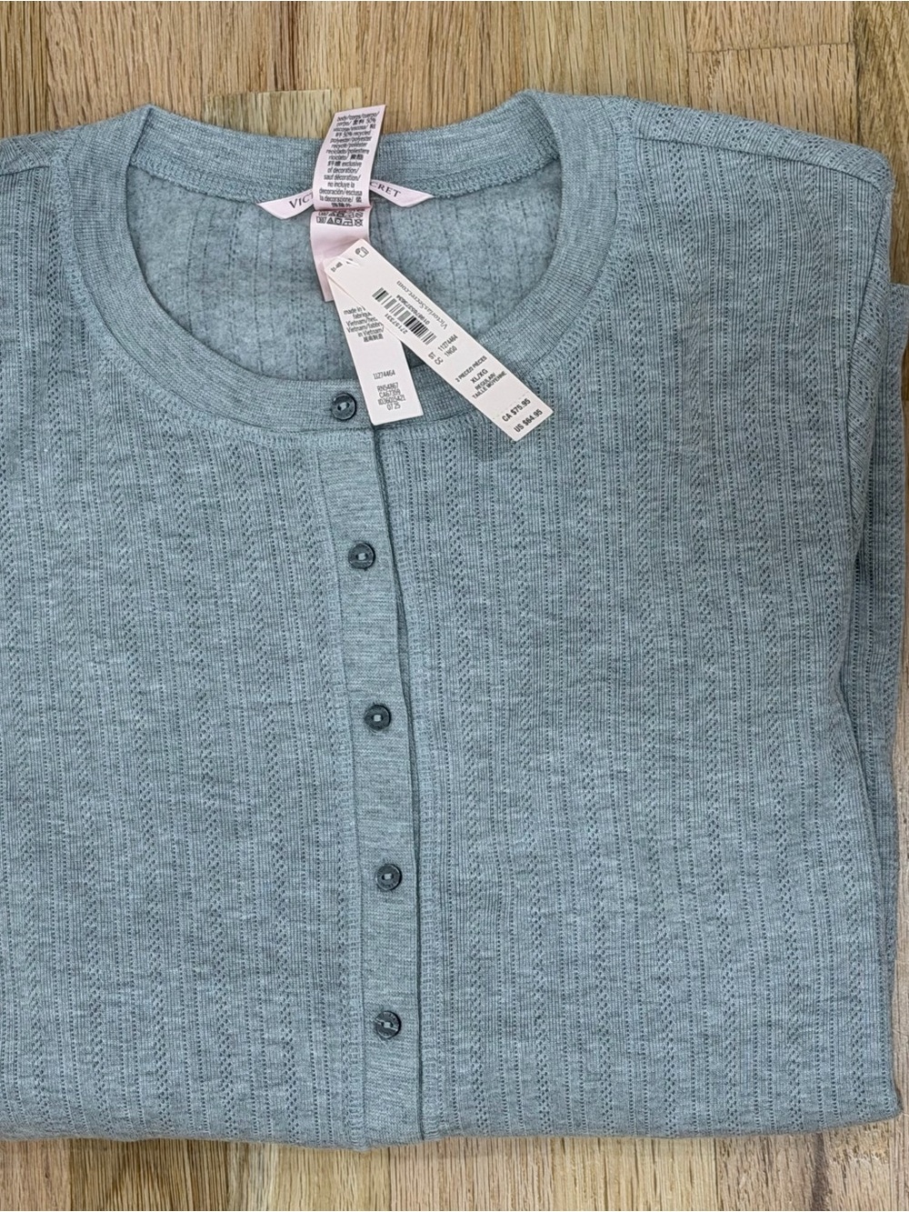 Victoria’s Secret NWT Gray Pointelle Thermal Pajama Set XL